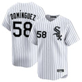 tocy C.White Sox #58 Seranthony Dom¡§anguez Player White Stripe Limited Home Stitched Jerseys