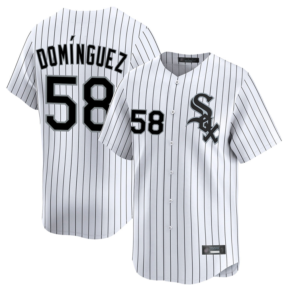 tocy C.White Sox #58 Seranthony Dom¡§anguez Player White Stripe Limited Home Stitched Jerseys
