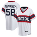 tocy C.White Sox #58 Seranthony Dom¡§anguez Player White T-shirt Home Game Stitched Jerseys
