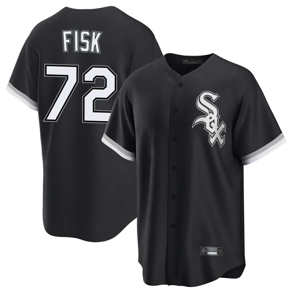 tocy C.White Sox #72 Carlton Fisk Player Black Home Game Stitched Jerseys
