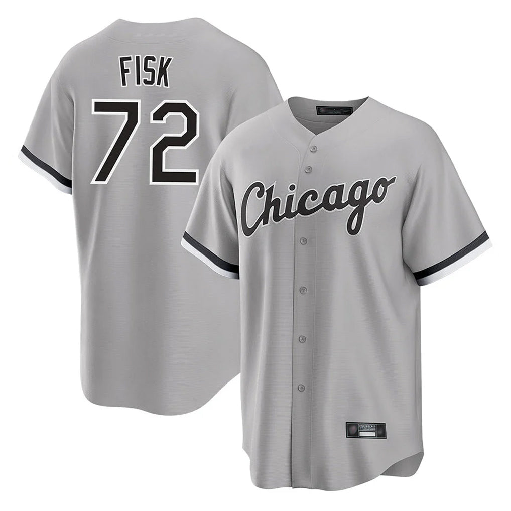 tocy C.White Sox #72 Carlton Fisk Player Gray Home Game Stitched Jerseys