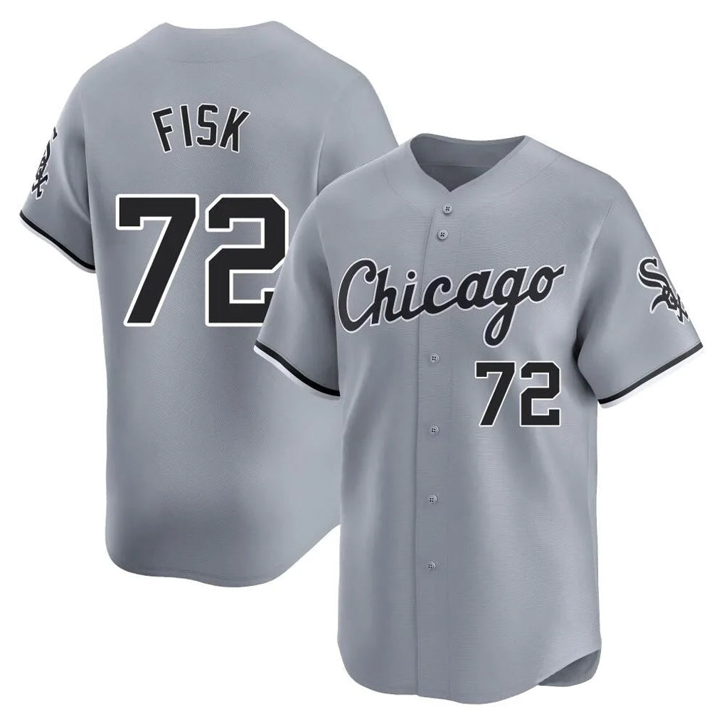 tocy C.White Sox #72 Carlton Fisk Player Gray Road Limited Home Stitched Jerseys