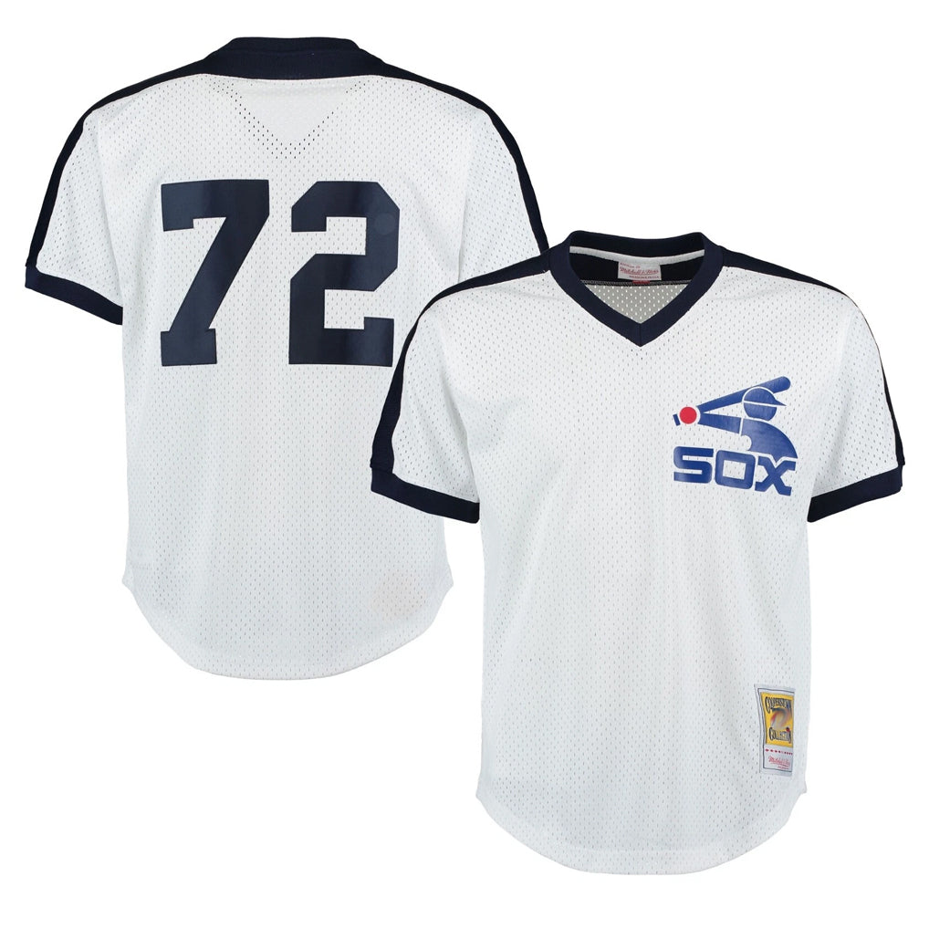 tocy C.White Sox #72 Carlton Fisk Player White Mitchell & Ness Cooperstown Collection Mesh Game Stitched Jerseys