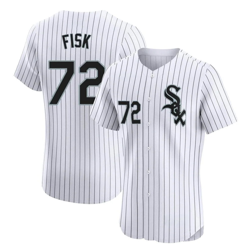 tocy C.White Sox #72 Carlton Fisk Player White Stripe Limited Elite Home Stitched Jerseys