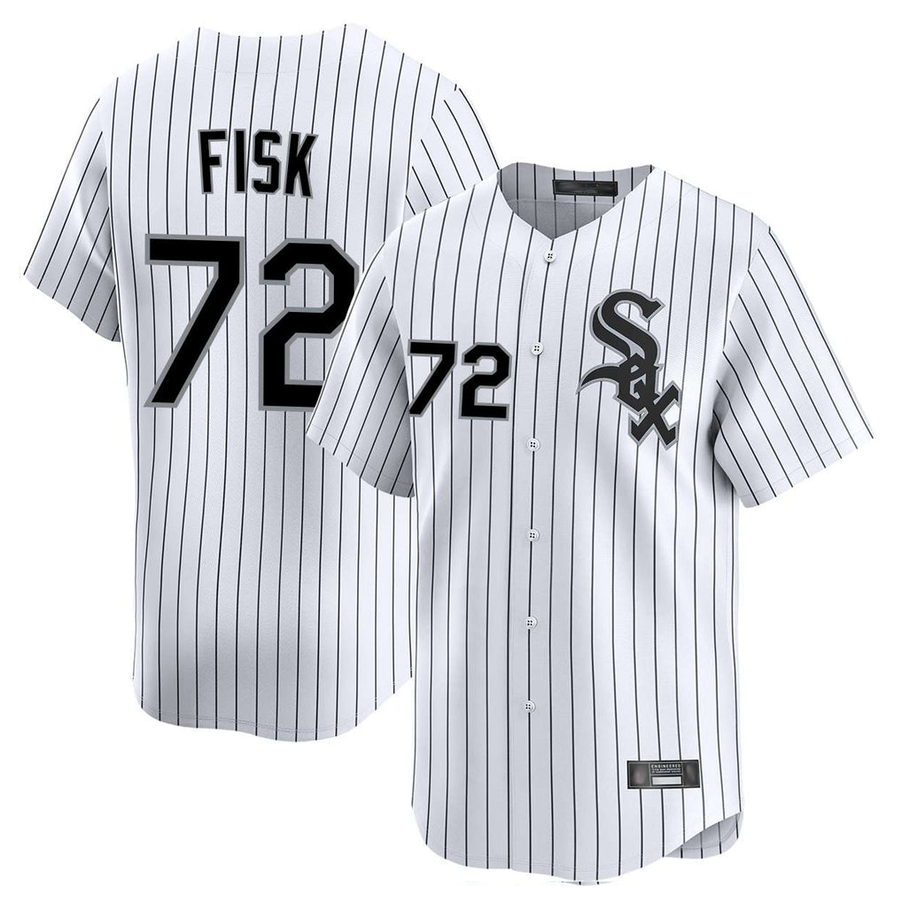 tocy C.White Sox #72 Carlton Fisk Player White Stripe Limited Home Stitched Jerseys