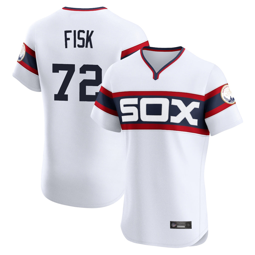 tocy C.White Sox #72 Carlton Fisk Player White T-shirt Limited Elite Home Stitched Jerseys