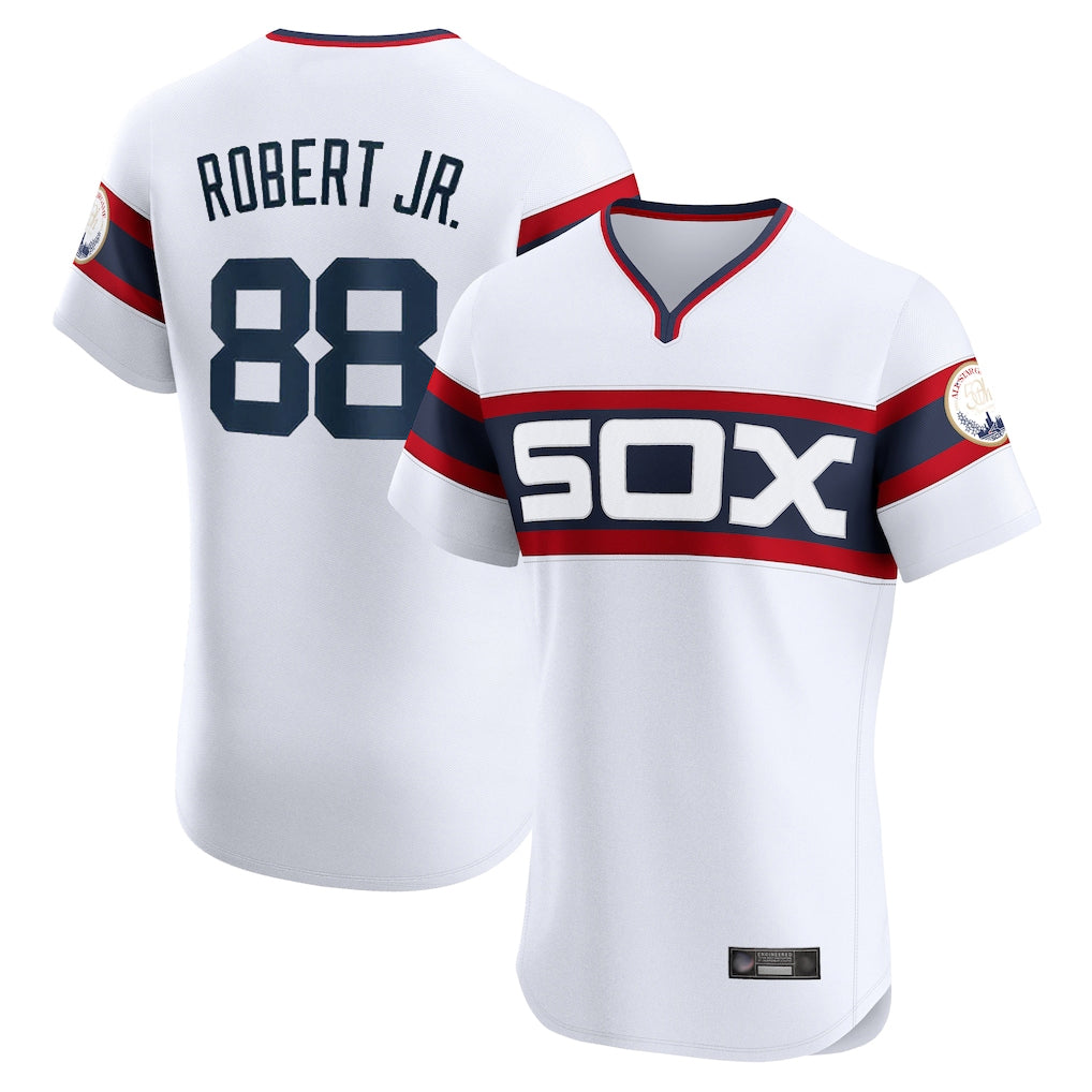 tocy C.White Sox #88 Luis Robert Jr Player White T-shirt Limited Elite Home Stitched Jerseys