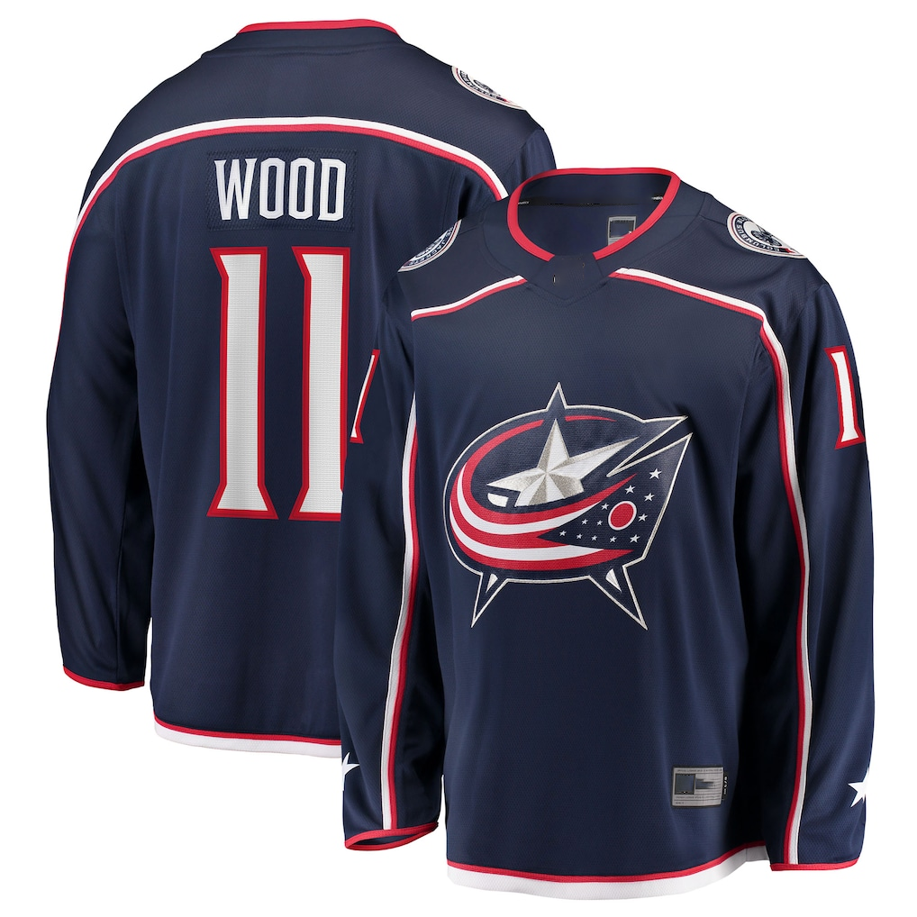 Tocy CB.Jackets #11 Miles Wood Navy Home Breakaway Jersey