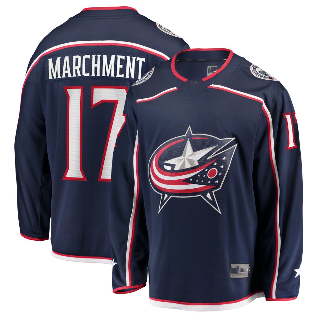 Tocy CB.Jackets #17 Mason Marchment Navy Home Premier Breakaway Player Jersey