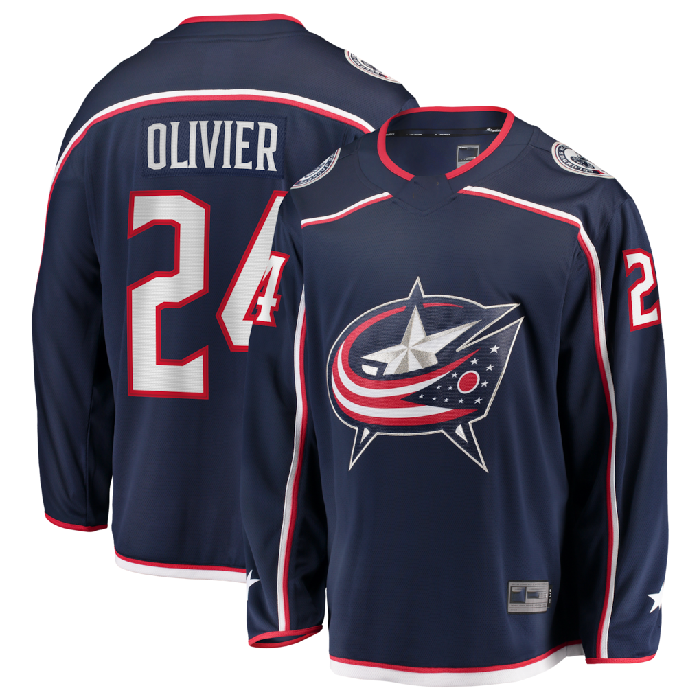 Tocy CB.Jackets #24 Mathieu Olivier Navy Home Breakaway Jersey
