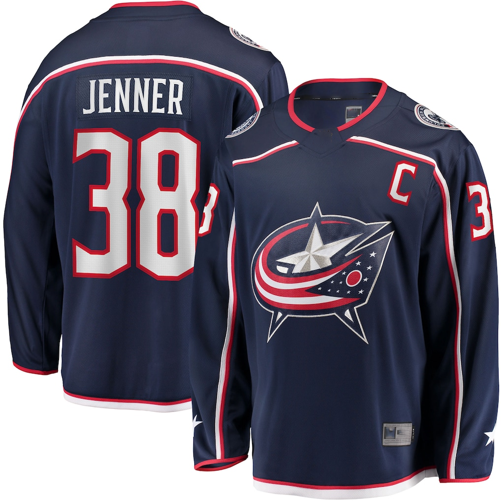 Tocy CB.Jackets #34 Cole Sillinger Navy Home Breakaway Player Jersey