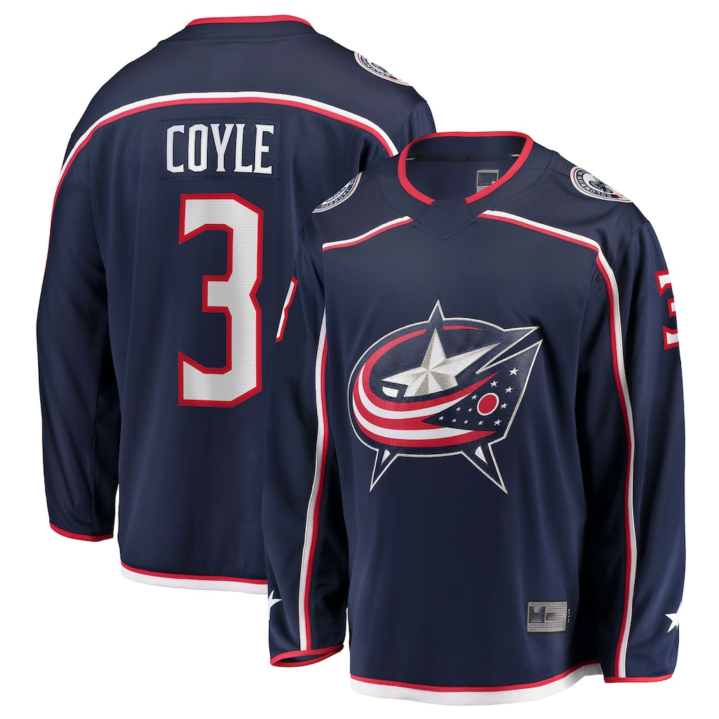 Tocy CB.Jackets #3 Charlie Coyle Navy Home Breakaway Jersey