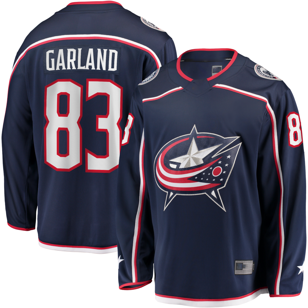 Tocy CB.Jackets #83 Conor Garland Navy Home Breakaway Jersey