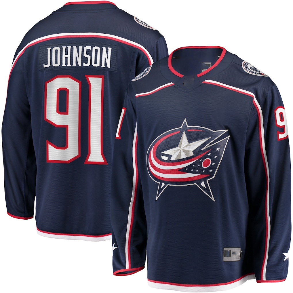 Tocy CB.Jackets #91 Kent Johnson Navy Home Breakaway Jersey