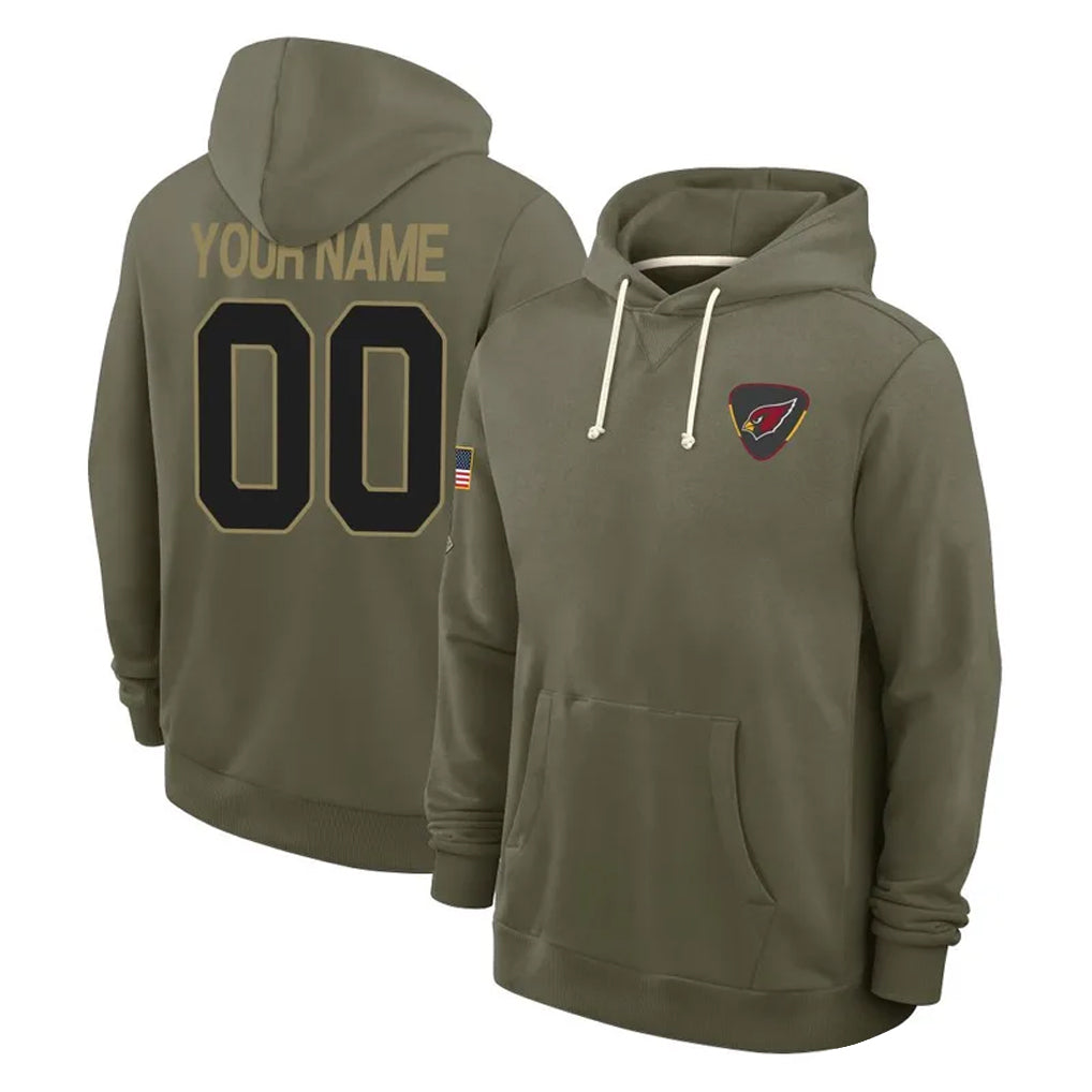 tocy Custom A.Cardinals Olive Salute to Service Hoodies Any Name & Numbers Stitched Jerseys