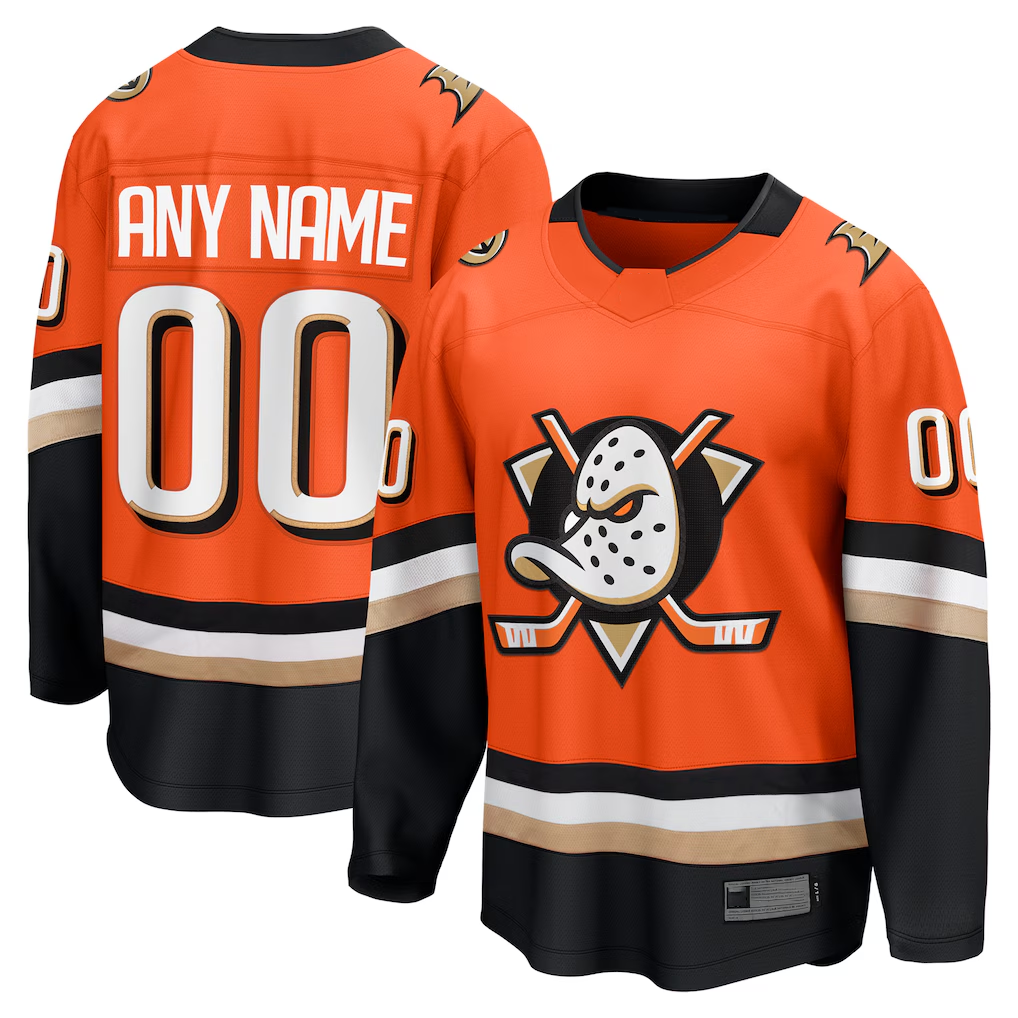 Tocy Custom A.Ducks Orange Home Breakaway Jerseys