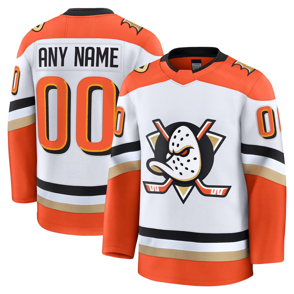 Tocy Custom A.Ducks White Away Premium Jerseys