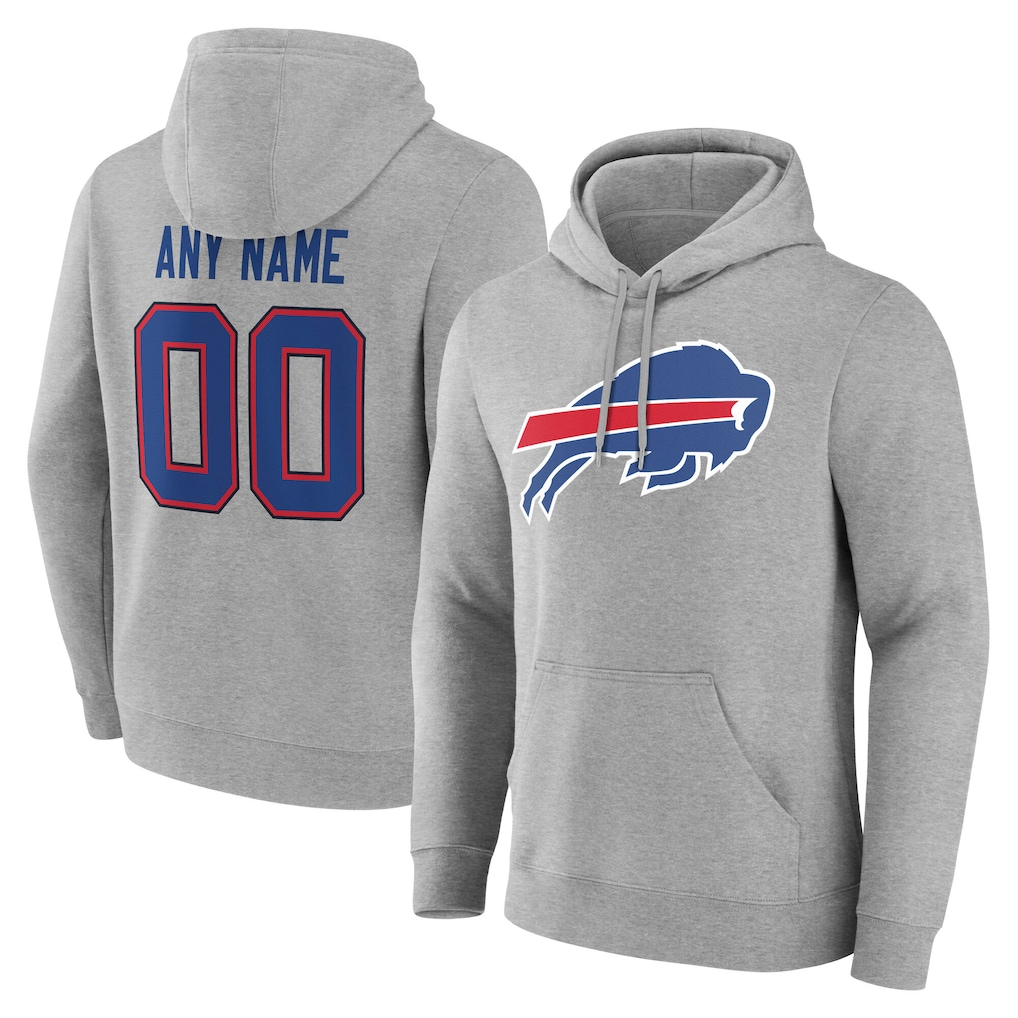 tocy Custom B.Bills Gray Team Authentic Personalized Name & Number Hoodie Stitched Jerseys