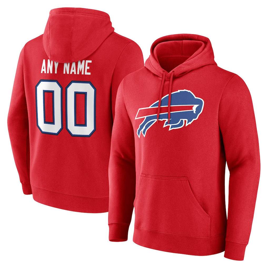 tocy Custom B.Bills Red Team Authentic Personalized Name & Number Hoodie Stitched Jerseys