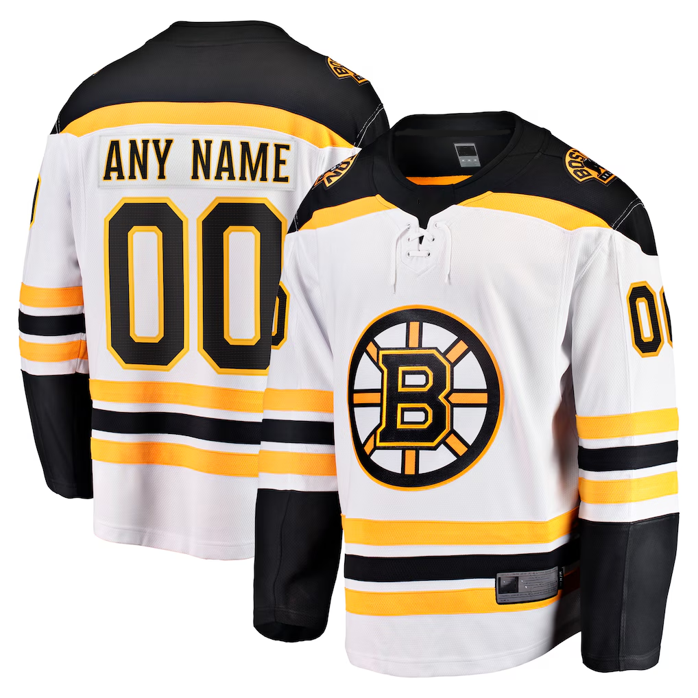 Tocy Custom B.Bruins White Away Breakaway Stitched Jerseys