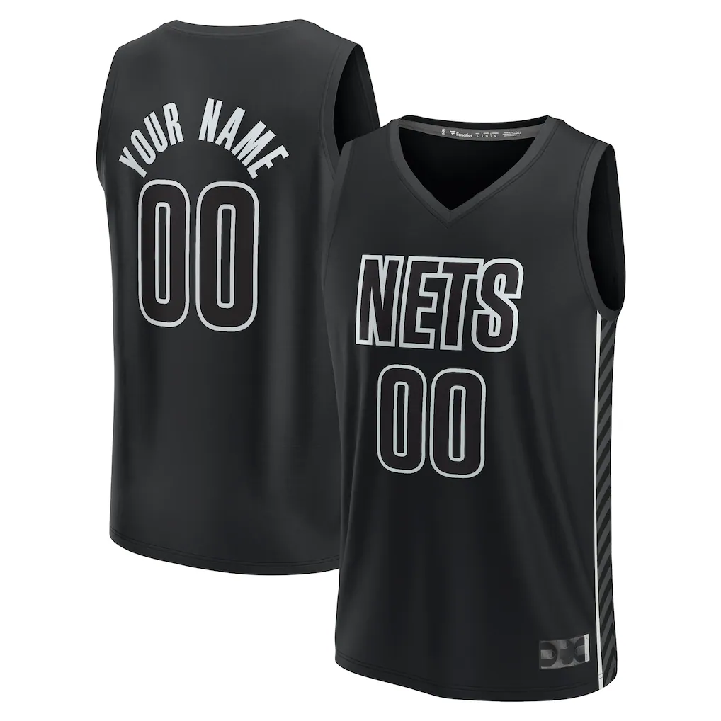 tocy Custom B.Nets Fanatics Black Fast Break Stitched Jerseys- Statement Edition