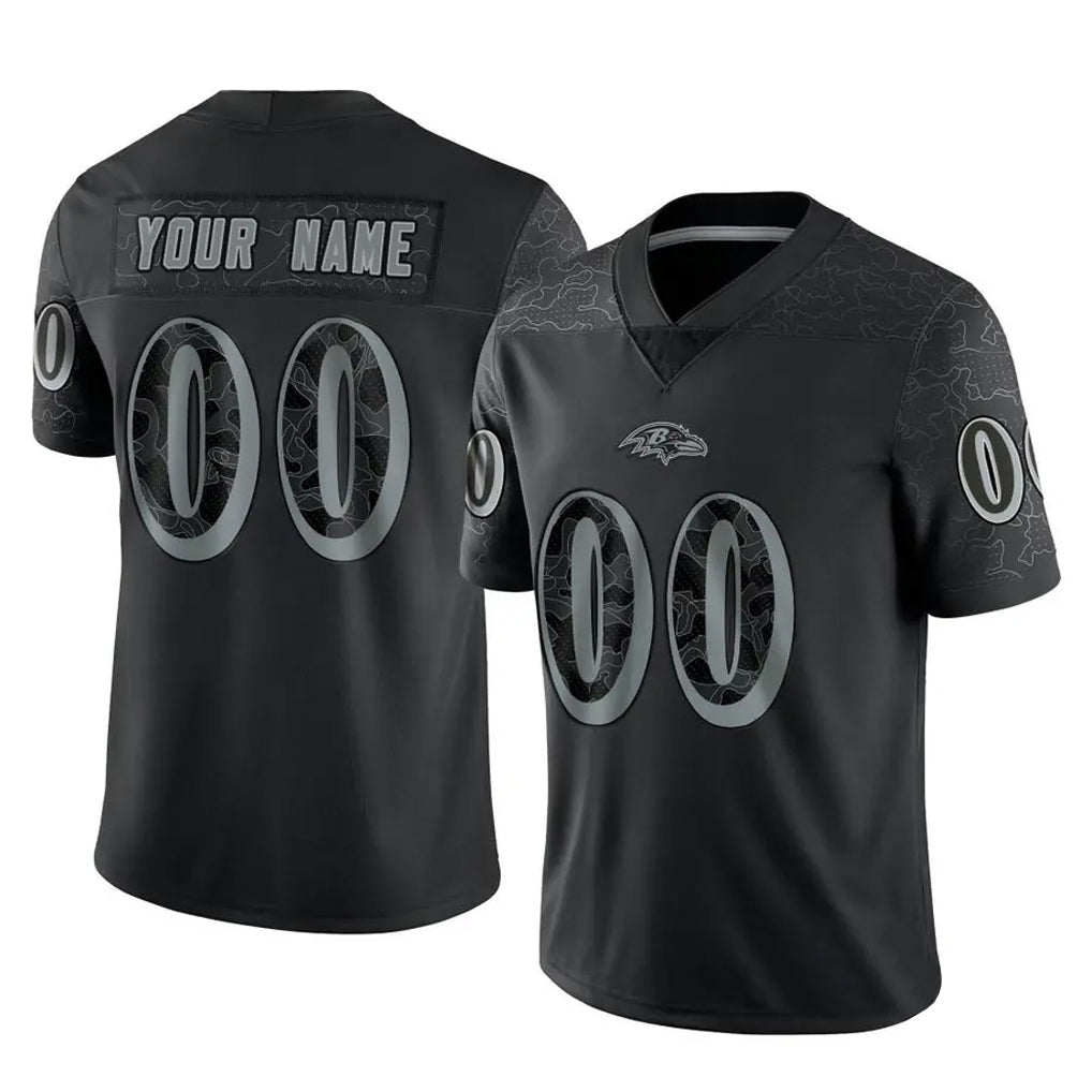 tocy Custom B.Ravens Black RFLCTV Limited Any Name & Numbers Stitched Jerseys