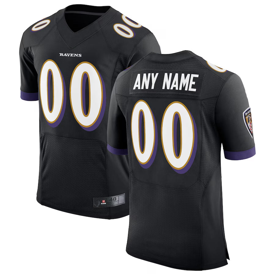 tocy Custom B.Ravens Black Speed Machine Elite Stitched Jerseys
