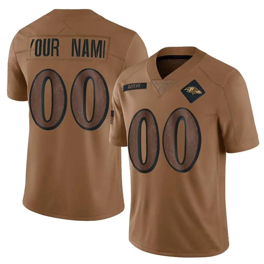 tocy Custom B.Ravens Brown Salute To Service Limited Any Name & Numbers Stitched Jerseys