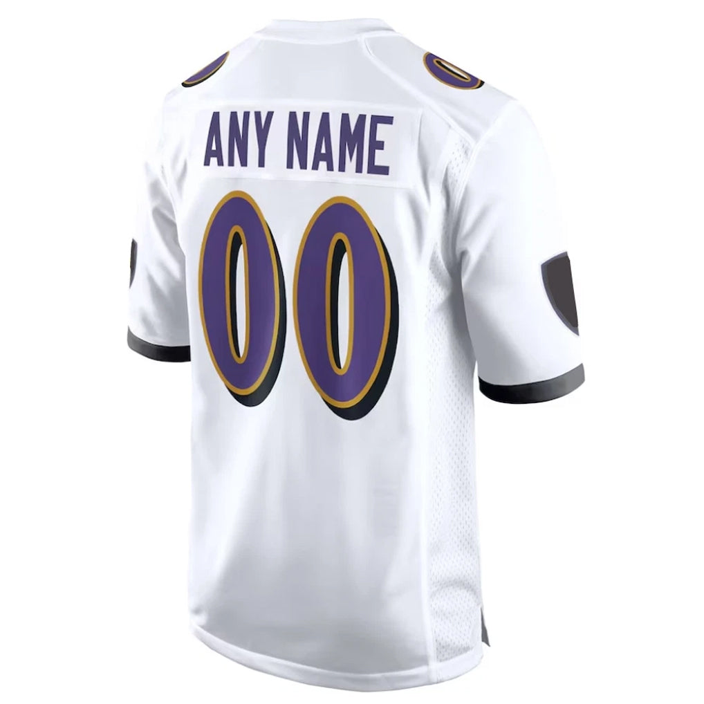 tocy Custom B.Ravens White Alternate Home Game Any Name & Numbers Stitched Jerseys