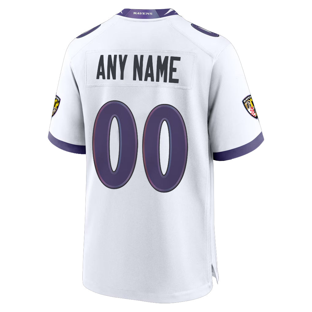 tocy Custom B.Ravens White Home Game Any Name & Numbers Stitched Jerseys