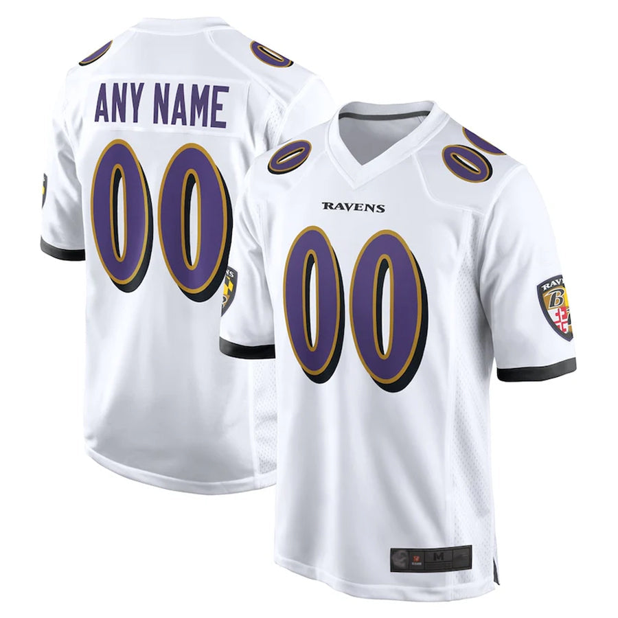 tocy Custom B.Ravens White Home Game Stitched Jerseys