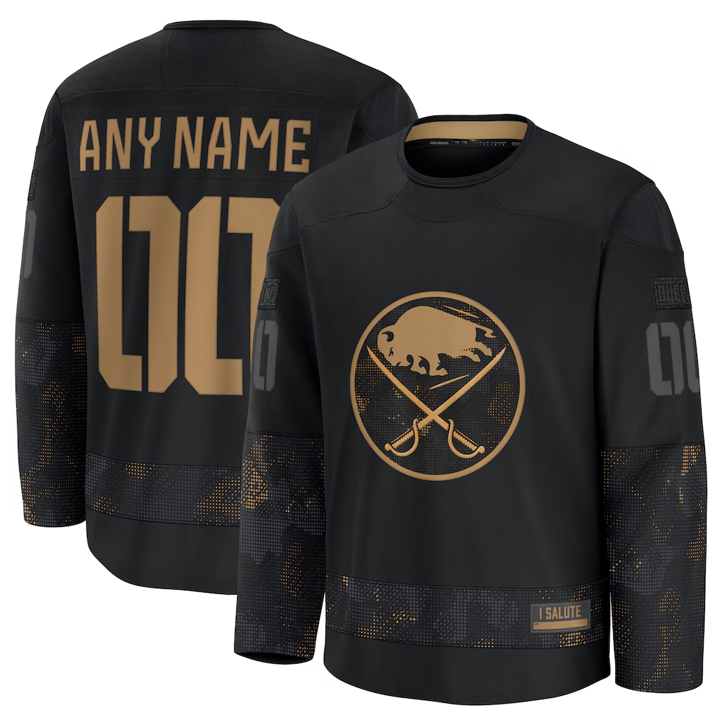 Tocy Custom B.Sabres Black 2024 Military Appreciation Practice Stitched Jerseys