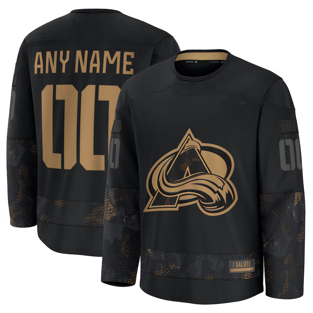 Tocy Custom C.Avalanche Black 2024 Military Appreciation Practice Jerseys