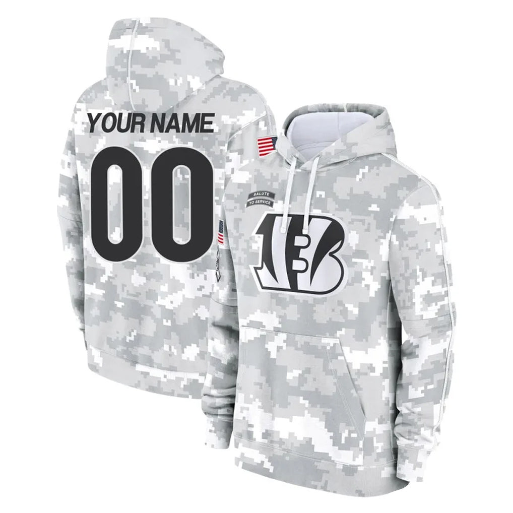tocy Custom C.Bengals Arctic Camo Salute to Service Pullover Hoodie Limited Any Name & Numbers Stitched Jerseys