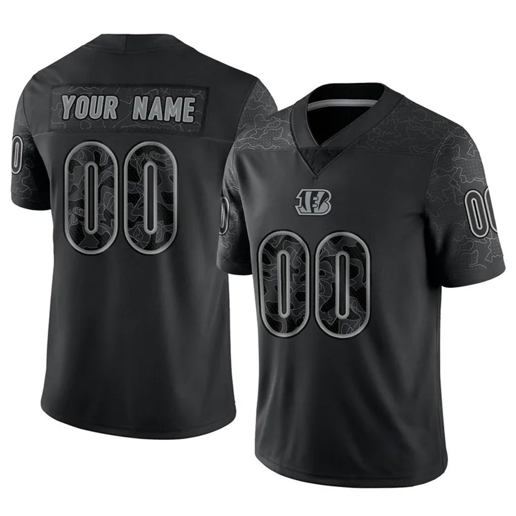 tocy Custom C.Bengals Black Reflective Limited Game Any Name & Numbers Stitched Jerseys