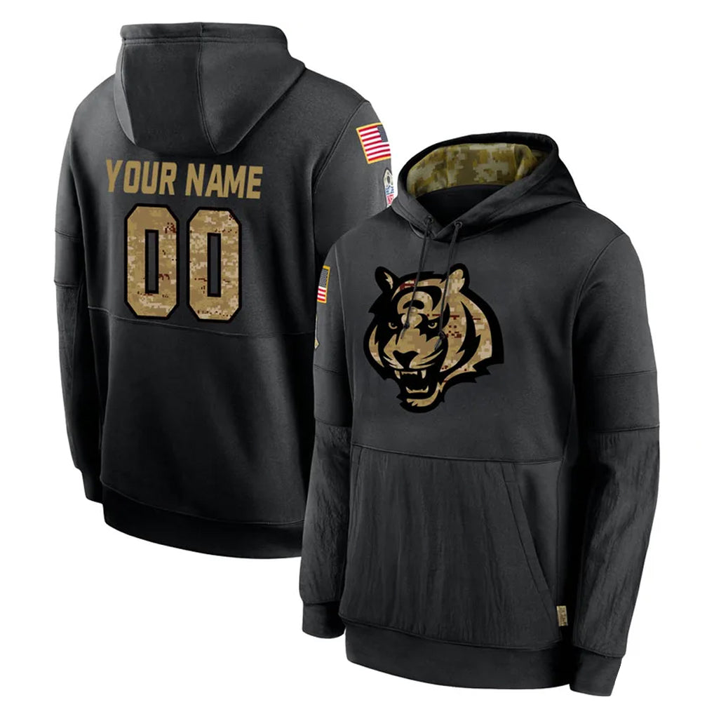 tocy Custom C.Bengals Black Salute to Service Pullover Hoodies Any Name & Numbers Stitched Jerseys