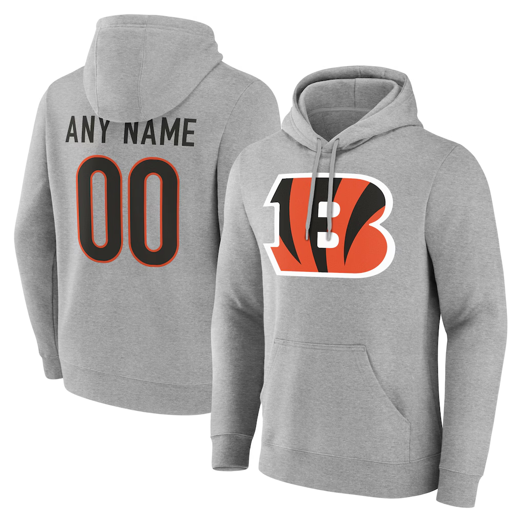 tocy Custom C.Bengals Gray Team Authentic Personalized Name & Number Hoodie Stitched Jerseys