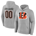 tocy Custom C.Bengals Gray Team Authentic Personalized Name & Number Hoodie Stitched Jerseys