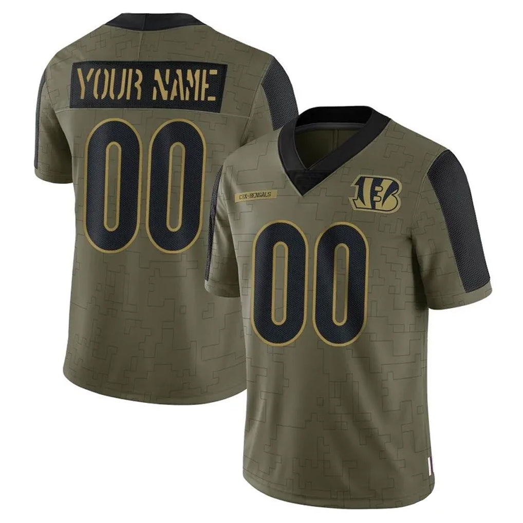 tocy Custom C.Bengals Olive Salute to Service Game Any Name & Numbers Stitched Jerseys