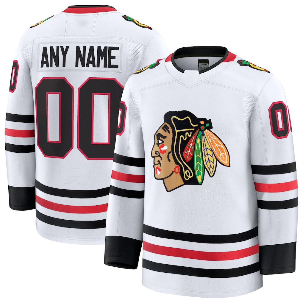 Tocy Custom C.Blackhawks White Away Premium Jerseys