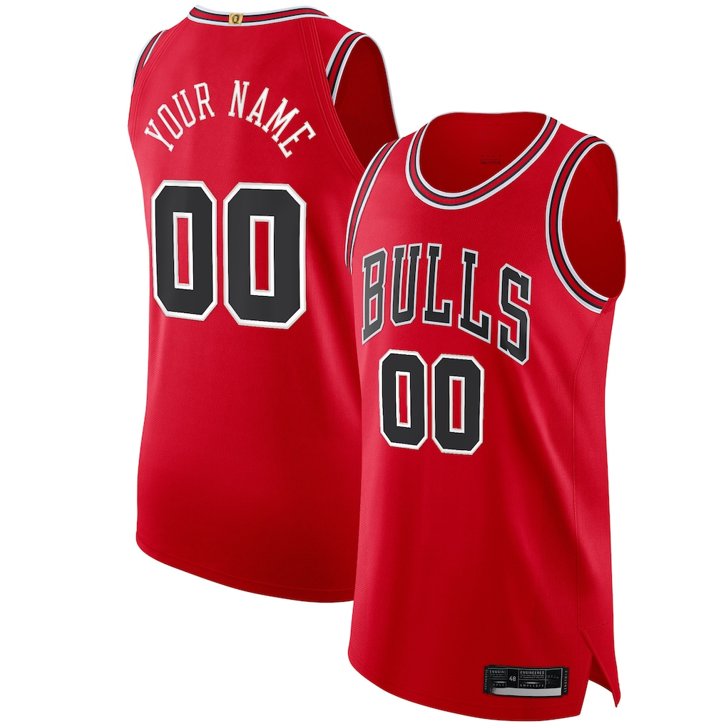tocy Custom C.Bulls Red Authentic Jerseys - Icon Edition