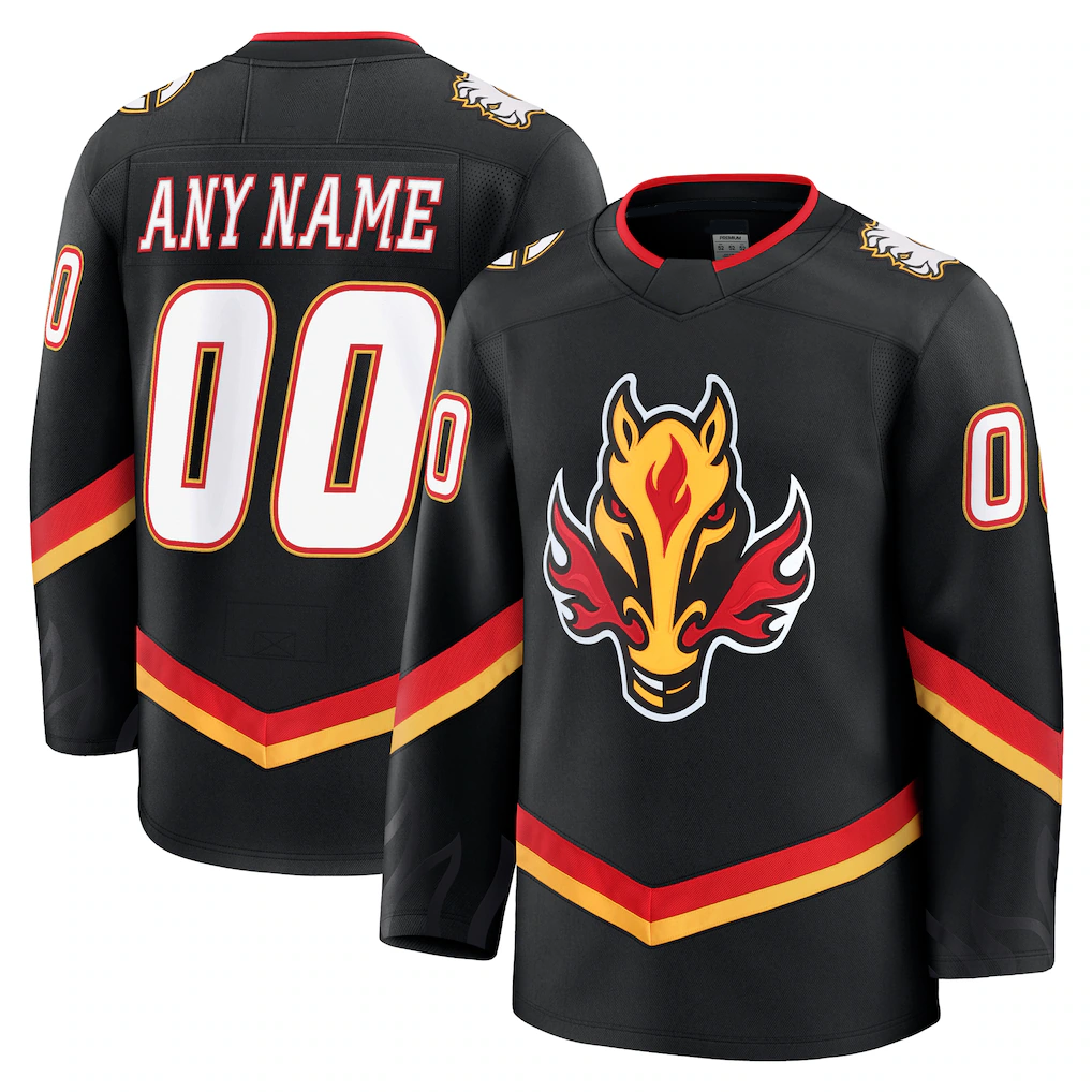 Tocy Custom C.Flames Black Alternate Premium Jerseys