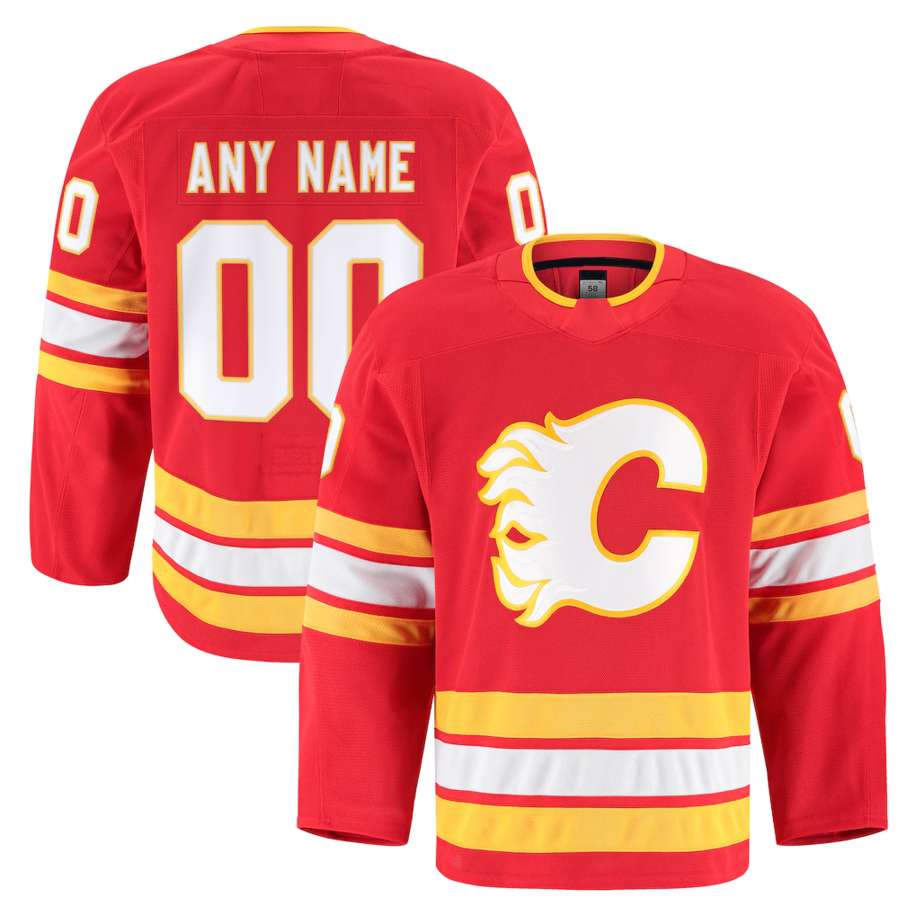Tocy Custom C.Flames Red Home Authentic Pro Jerseys
