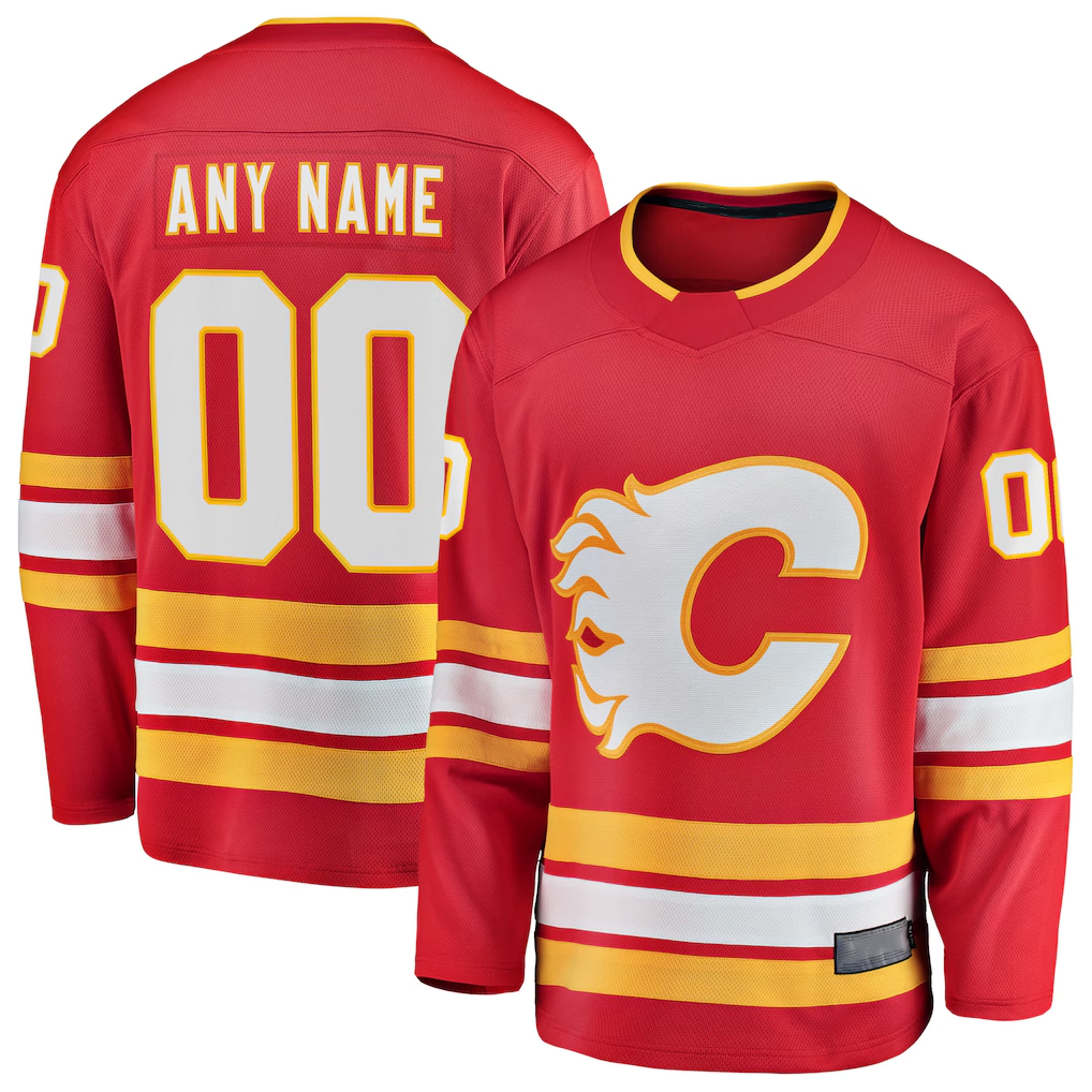 Tocy Custom C.Flames Red Home Breakaway Jerseys