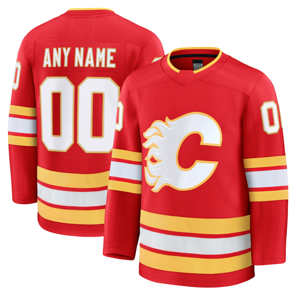 Tocy Custom C.Flames Red Home Premium Jerseys