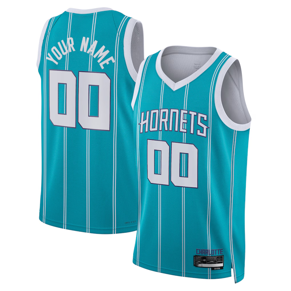tocy Custom C.Hornets  Teal Swingman Jerseys - Icon Edition