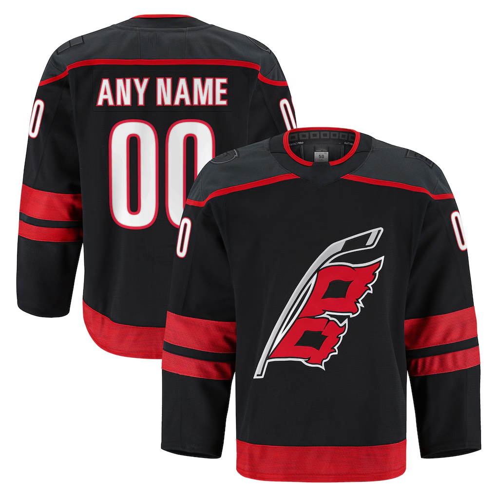 Tocy Custom C.Hurricanes Black Home Authentic Pro Stitched Jerseys