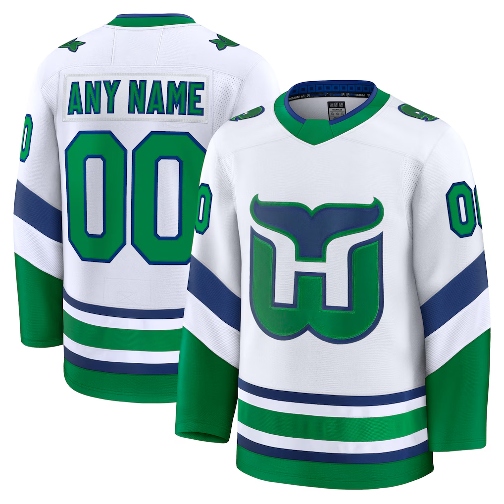 Tocy Custom C.Hurricanes White Throwback Premium Stitched Jerseys