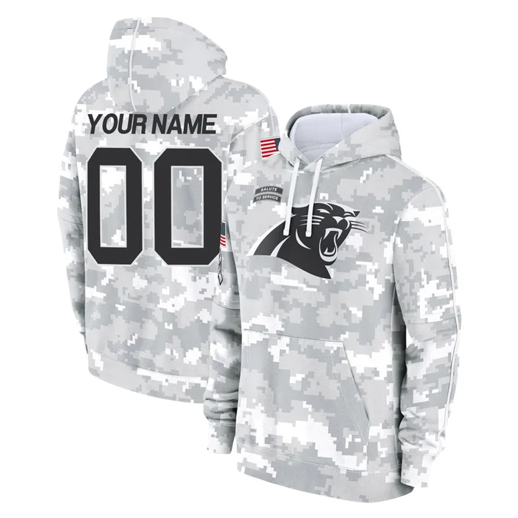 tocy Custom C.Panthers Arctic Camo Salute to Service Pullover Hoodies Any Name & Numbers Stitched Jerseys