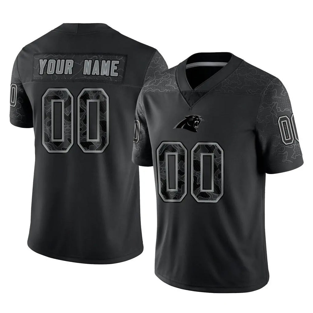 tocy Custom C.Panthers Black Limited Reflective Game Any Name & Numbers Stitched Jerseys